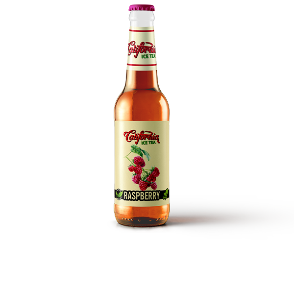 California IceTea 15 Glasflasche California Ice Tea Rasberry Himbeer Geschmack mit Etikett, 300ml Eistee